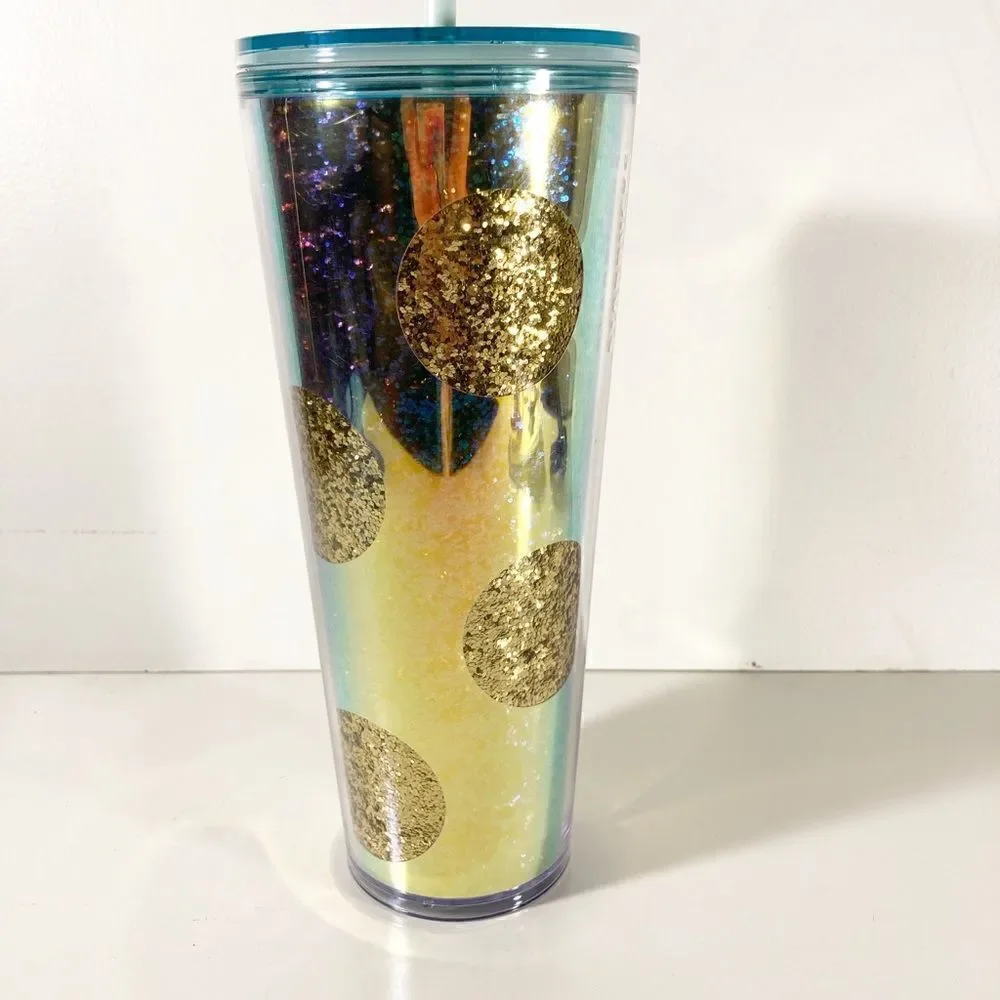 Starbucks Holiday 2020 Glitter Dots 24oz Cold Cup Gold Sparkle Christmas